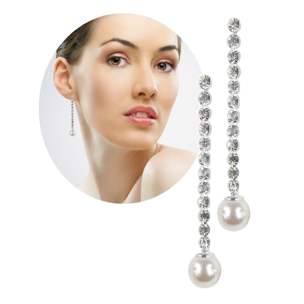 12 Pr Earrings Linear Silver Bridesmaid Jewelry